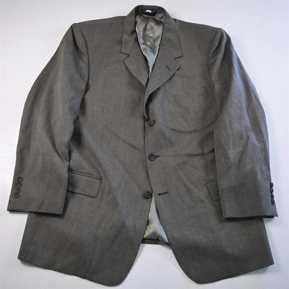 复古美国制造 46R 36x34 棕色灰色鸟眼羊毛男式夹克裤子套装 — 第 2/4 张图片