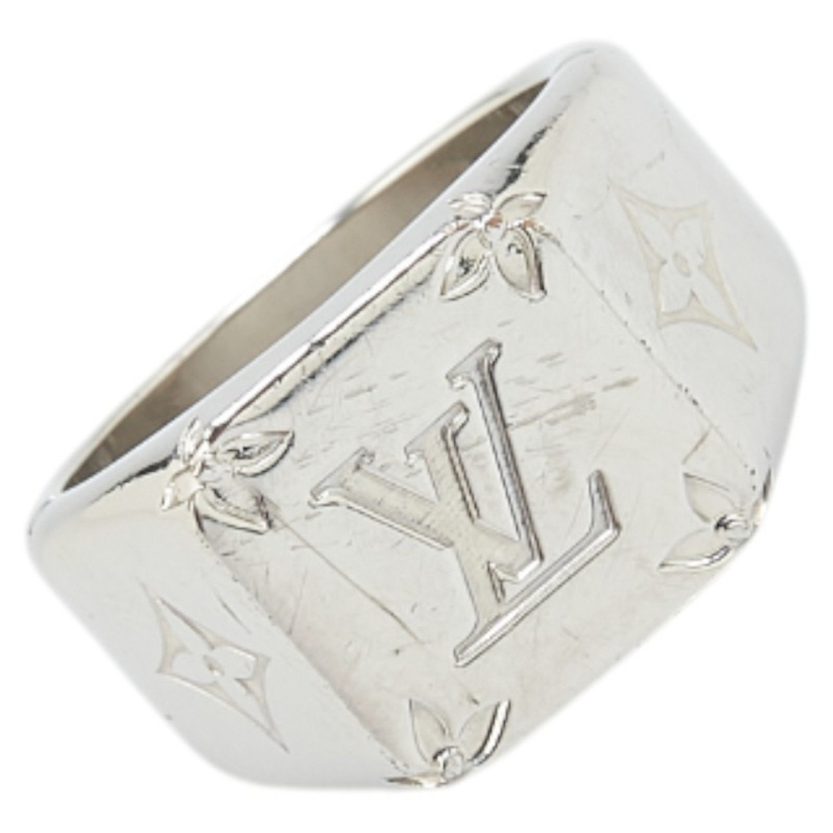 国内発★Louis Vuitton シグネットリング モノグラム Louis Vuitton Monogram Signet Ring, M, M62487, Silver, Metal