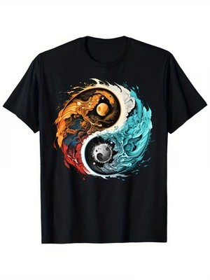 Colorful Taoism Yin Yang Splash on Zen Taiu Yin Yang T-Shirt