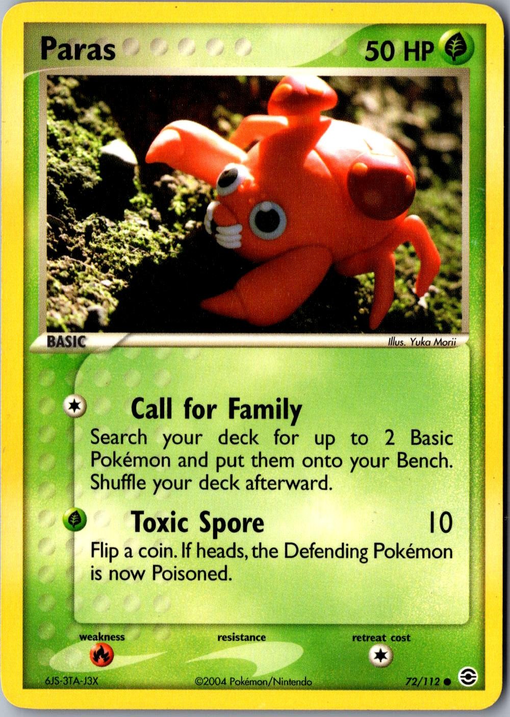Paras Regular 72/112 Common FireRed & LeafGreen LP Pokemon Card
