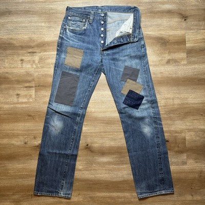 Levi's 501XX Jeans Mens 30x30 Blue Selvedge Patchwork Distressed LVC Big E Denim