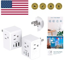 2 Pack to Japan Plug Adapter, 2 Prong to 3 Prong Outlet Adapter with 3 AC Ou...