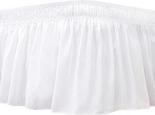 Wrap around Bed Skirts for King Cal King Beds 15" Drop, White Adjustable Elast