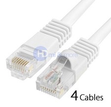 4x 5FT CAT5e Cable Ethernet Lan Network CAT5 RJ45 Patch Cord Internet White