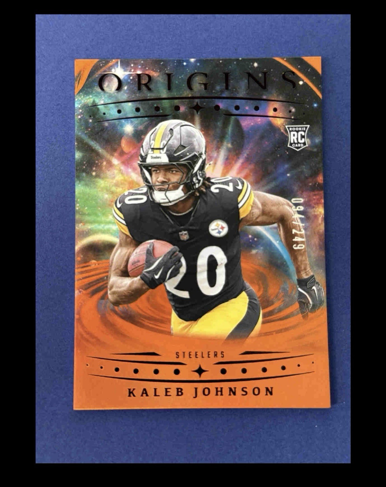 2025 Panini Origins Kaleb Johnson RC Holo Orange /249 Pittsburgh Steelers #104