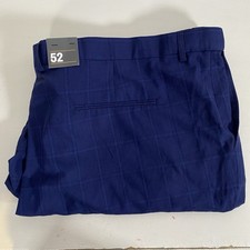 New Johnny Bigg Mens Navy Check Slim Dress Trousers Stretch Pants Size 52 NWOT