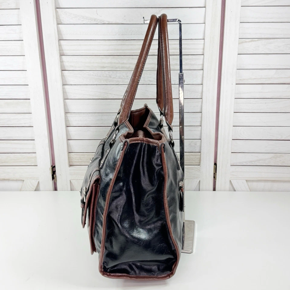 Franco Sarto искусственной кожи большая сумка с короткими ручками наплечная сумка черный коричневый - Изображение 2 из 4