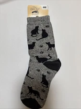 Cat Silhouette Socks Medium Grey For Bare Feet Brand 