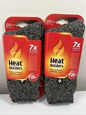 2 Pair Heat Holders Original Unisex Thermal Socks BLK/GREY Mens 4-8 / Womens 5-9