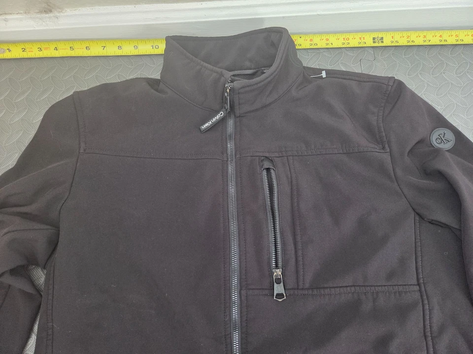 Chaqueta de hombre Calvin Klein cremallera completa negra bolsillo frontal medio para teléfono #S68 Foto 2 de 4