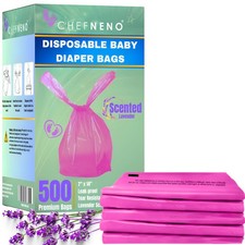 Baby Disposable Diaper Sacks 500 ct. Lavender Scented, EasyToTie Tabs, Diaper...