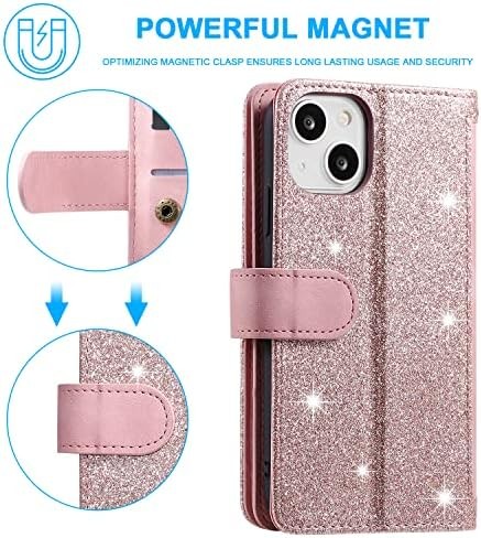 Wallet Phone Case for iPhone 15 Pro, Retro Matte 9 Card Holder Slots Zipper Pock - Picture 4 of 6