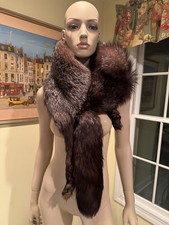 NEW 49"- 8" Gray Silver Fox Real Fur Scarf Neck Wrap Stole Old Hollywood USA