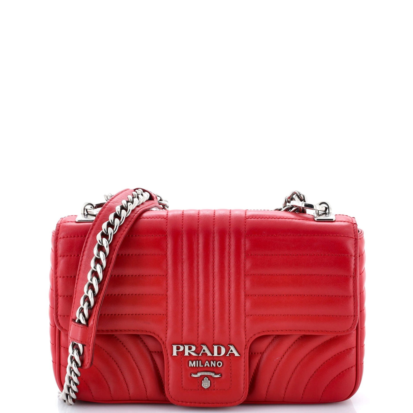 Prada Medium Chain Flap Shoulder Bag in Quilted Diagramme Leather-image