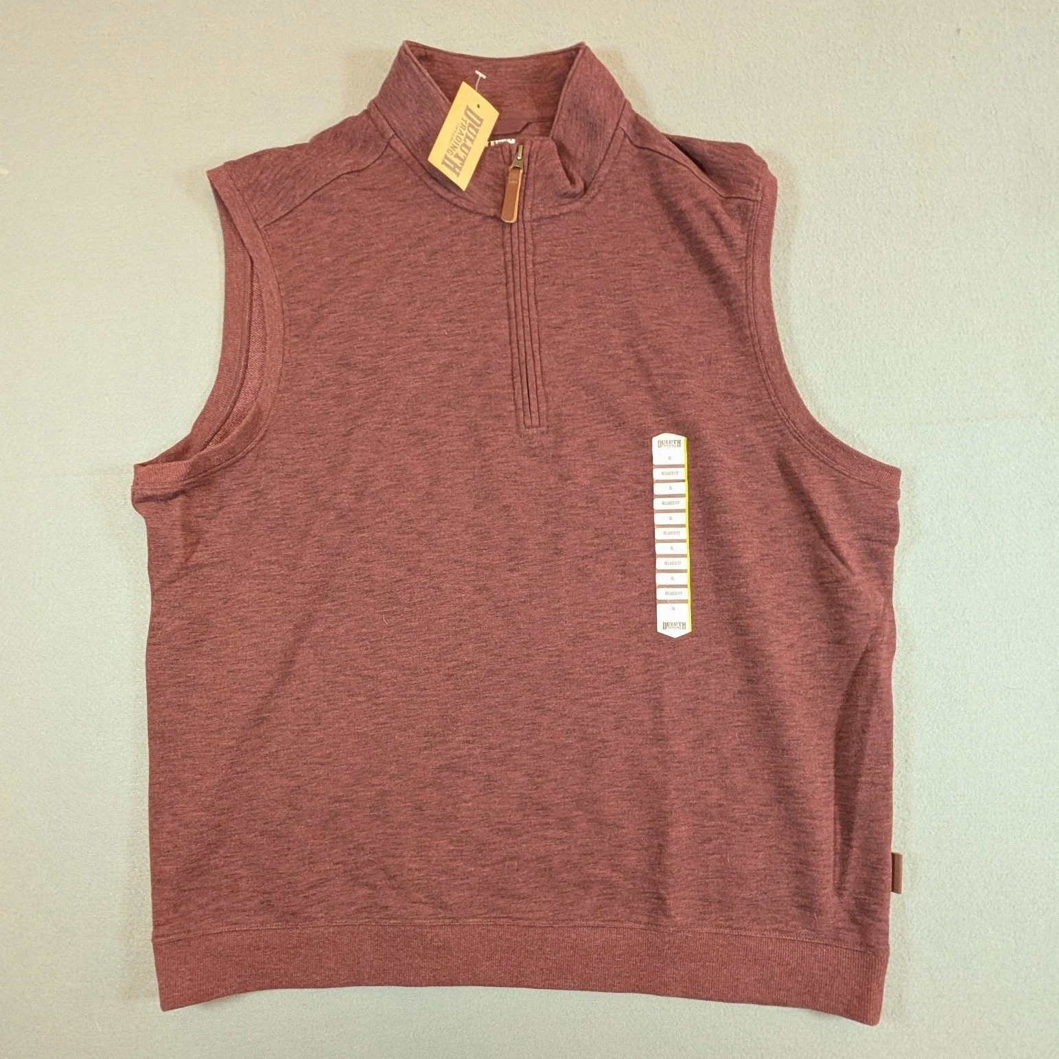 Duluth Trading Co Quarter Zip Vest Mens Size XL Burgundy Heather Outdoor Hiking