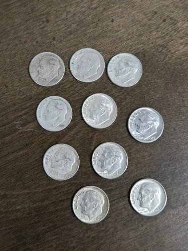 Roosevelt Silver Dimes 10c Lot Of 10 1952-1964 Circulated To BU!! Read Discrip!