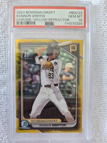 2024 Bowman Draft Chrome Konnor Griffin Yellow Refractor /75 PSA 10 (RC) Pirates