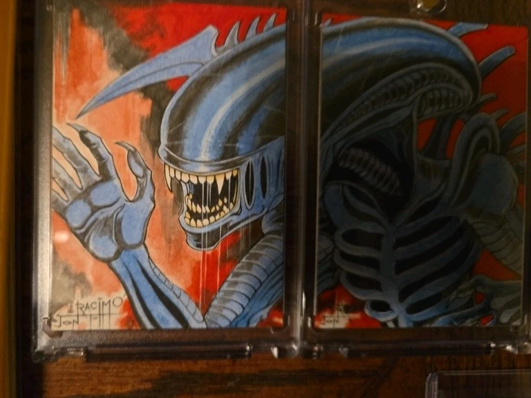 Sketch Art Cards Aliens Jon Racimo Sketch Card 1/1 2 Piece Set - Image 2 of 4