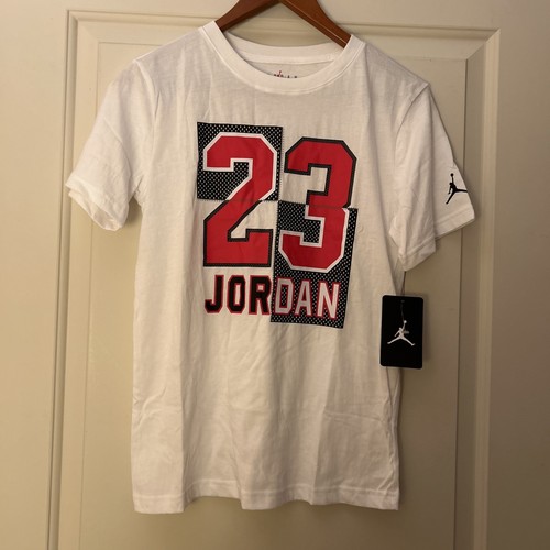 NWT Free Shipping Boys Nike AIR JORDAN White T-shirt Sz L Jumpman Tshirt