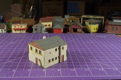 N SCALE from kit, 2 story home with paper insert, chimney