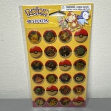 Vtg Pokemon Round Epoxy Stickers 2010 Stickety Doo Da Craft Scrapbook 48 Ct