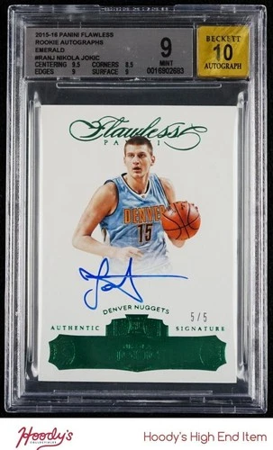 2015-16 Flawless Rookie Autographs Emerald Nikola Jokic RC AUTO 5/5 BGS 9 MINT