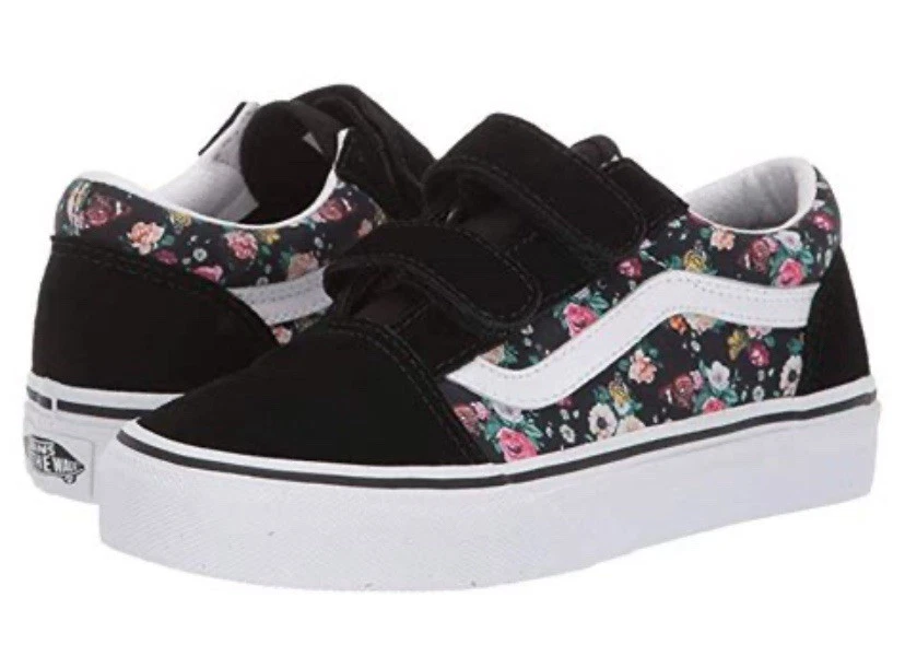 ZAPATILLAS VANS OFF THE WALL NIÑO TALLA 8 NEGRAS GAMUZA LONA FLORAL FÁCILES DE PONER Foto 2 de 4