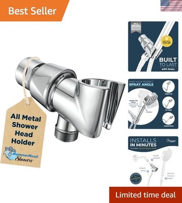 Solid Metal Chrome Handheld Shower Head Holder - Adjustable & Durable Design