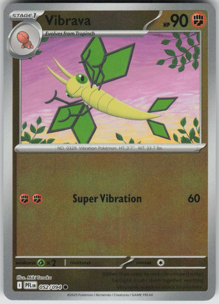 Pokemon Vibrava Common ME02: Phantasmal Flames 052/094 NM