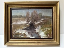 PITTURA VINTAGE PAESAGGIO IMPRESSIONISMO ELENCATO FAMOSO PICCOLO GIOIELLO OLIO FIRMATO