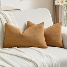 Chenille Decorative Throw Pillow Covers 12x20 20" x 12" Pack of 2 Bronze