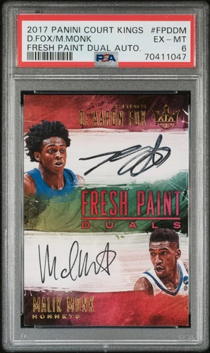 2017 PANINI COURT KINGS FRESH PAINT DUAL DE'AARON FOX/MALIK MONK RC /50 PSA 6