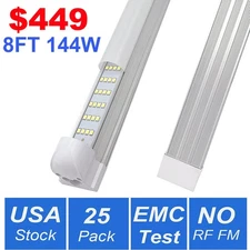 25 Pack Frosted 8Foot Led Shop Lights T8 Integrated Led Tube Light Fixture 144W 