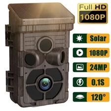 Mini Solar Power Hunting Trail Camera 1080P 24MP Night Vision Wildlife Cam US