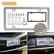Premium Silver 100 Carbon Fiber License Plate Frame Slim Edge Design 4 Hole 1pc Premium Silver 100 Carbon Fiber License Plate Frame Slim Edge Design 4 Hole 1pc