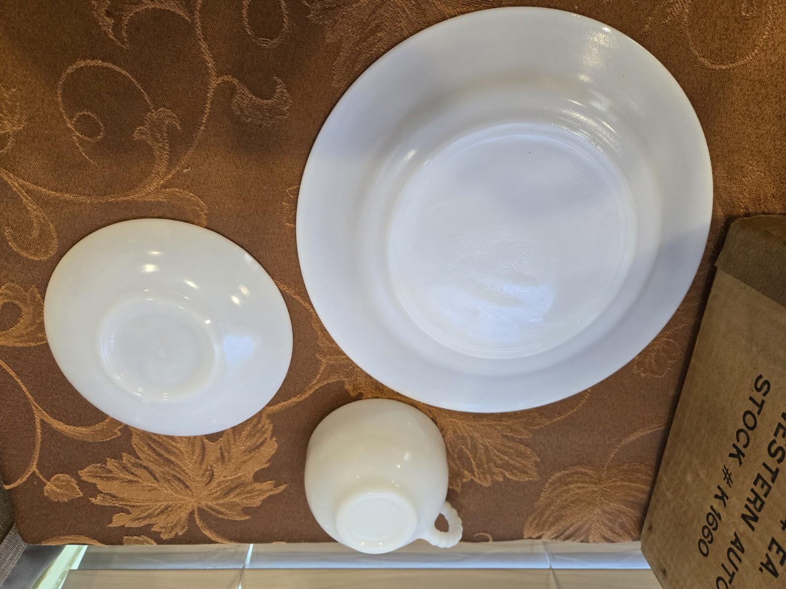 Vintage Hazel-Atlas  White, Dessert/Bread Tea Cup and Saucers 4 sets