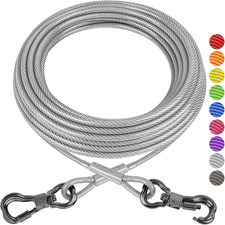 30Ft Dog Tie Out Cable, Heavy Duty Dog Chains for outside with Lockable Hook, Pe