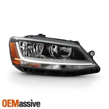 For 2017-2018 Jetta Halogen Type Light Tube Headlight w/ LED DRL Model Passenger