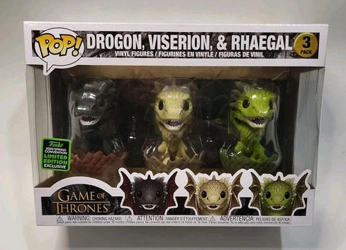 Game of Thrones Funko Pop 3‑Pack Drogon Viserion Rhaegal – Shared Sticker Exclus