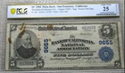 1902 $5 Plain Back National Bank Note San Francisco Charter 9655 PCGS VF-25 #251