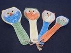 Pier 1 Imports Measuring Spoons Ceramic Colorful Owl Set Of 4 Nesting Whimsical