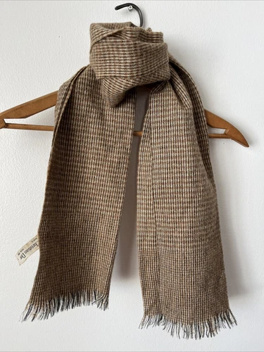 Foulard vintage 100% laine Christian Dior NY Paris Made In France tricot franges 11x50