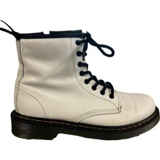 Dr. Martens White Leather Lace Up Boots Size 3 1460J Side Zip