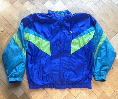 Vintage Nike Windbreaker Jacke 90s  Blau Grün Track Jacket Retro XL Top Zustand