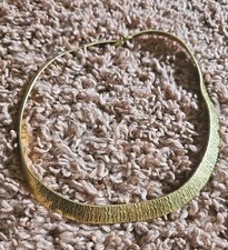 Vintage Monet Gold Tone Textured Collar Necklace 17  Signed 1980s Statement
