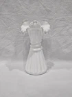 Fenton White Milk Glass Double Crimp Ruffled Wheat Vase 8" Vintage Bud Vase