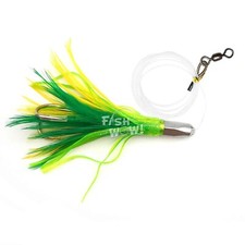 4.5" Bullet Super Hex Jet Head Rig Trolling Rigged Feather w/ a Double hook New