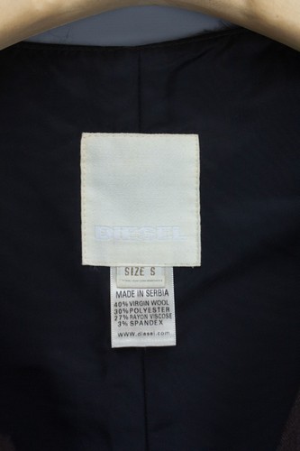Diesel Mens Waistcoat Brown Striped Size S Casual Button Up Vest Wool Blend - Picture 9 of 16