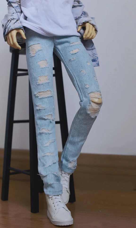 Pantalones vaqueros rasgados 1/4 1/3 DDMSD pantalones vaqueros POPO SSDF tío BJD ropa de muñeca Foto 4 de 4