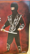 XX 5808 Ninja Fighter Costume Boys Fun World Silver on Black